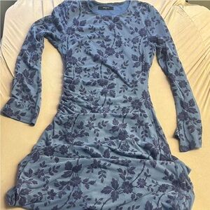 Zesica Blue Floral Long Sleeve Dress